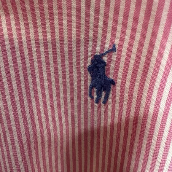 Polo Ralph Lauren RL Untucked Fit Seersucker Pink Stripe Short Sleeve Shirt 3XB - Picture 5 of 6